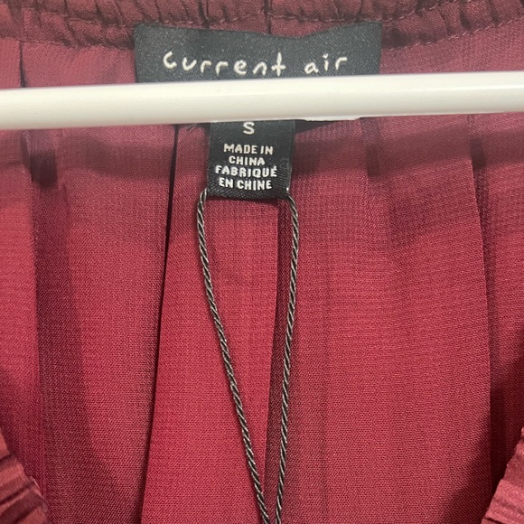 CURRENT AIR Ruffle Trim Tier Midi maxi long dress Cherry Red Burgundy dress - Picture 6 of 6